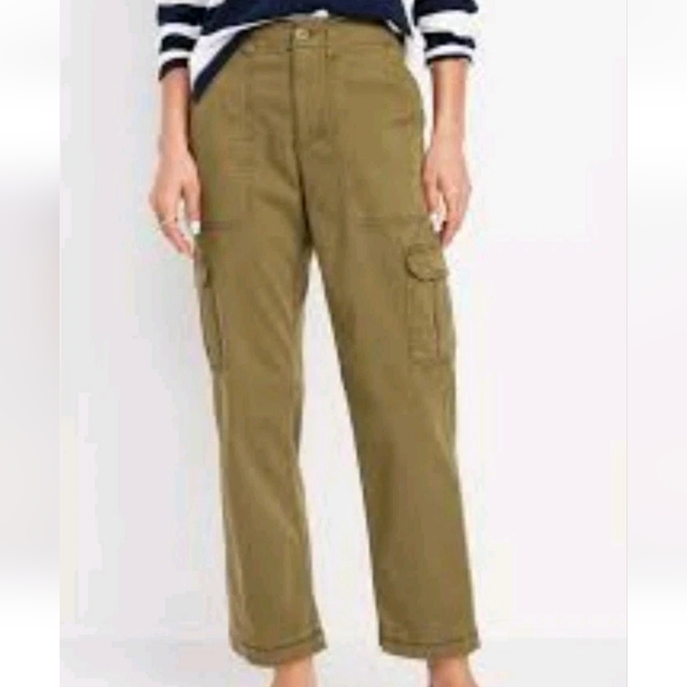 Old Navy Baggy OG Chino Pants Woman Plus 2X Cargo High Waisted Ankle Green New